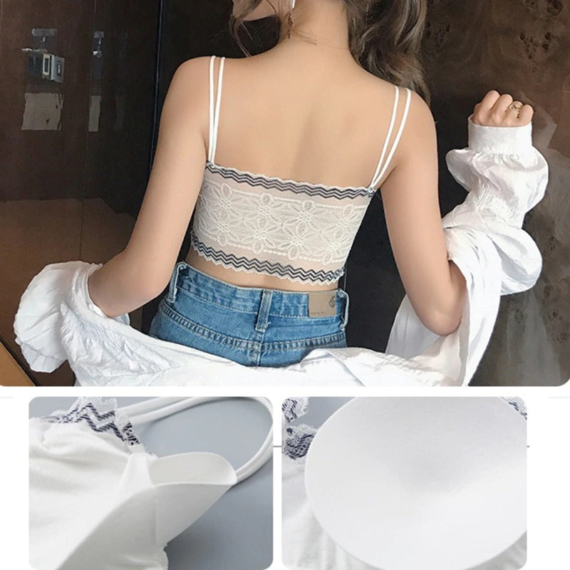 Casual Lace Embroidered Tube Top Woman Seamless Push Up Lace Bra