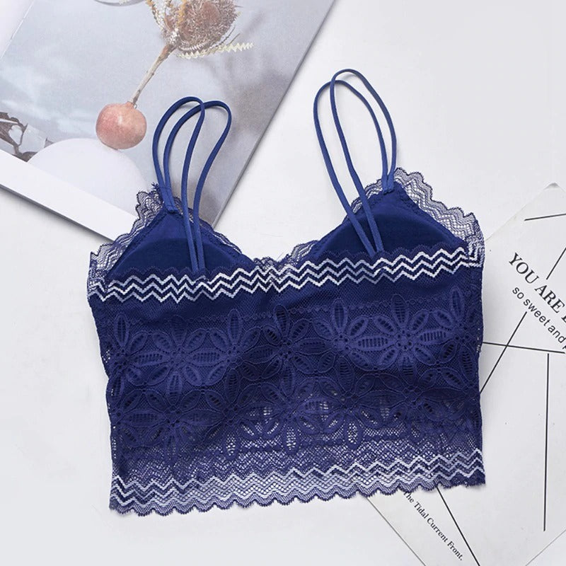 Casual Lace Embroidered Tube Top Woman Seamless Push Up Lace Bra