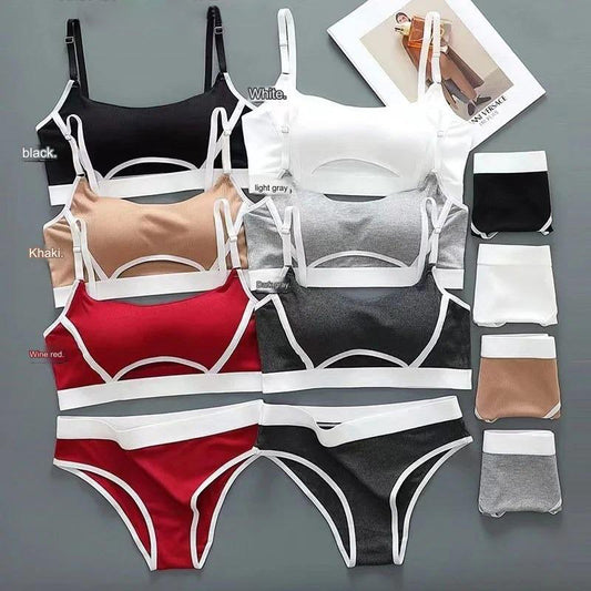 Seamless Tube Top & Thong Sports Bra Set with Adjustable Buckle & Stylish Design