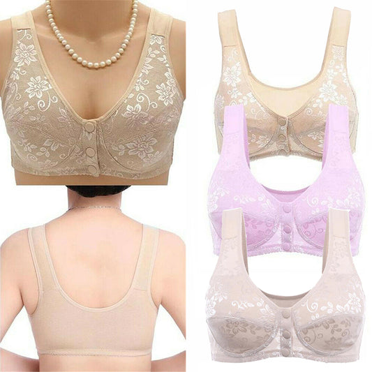 Thin And Comfortable Backless Front Closure Button Cotton Bra