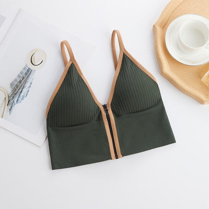 Front Zipper Closure Comfort Wire Free Tube Top Bra