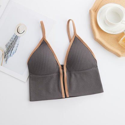 Front Zipper Closure Comfort Wire Free Tube Top Bra